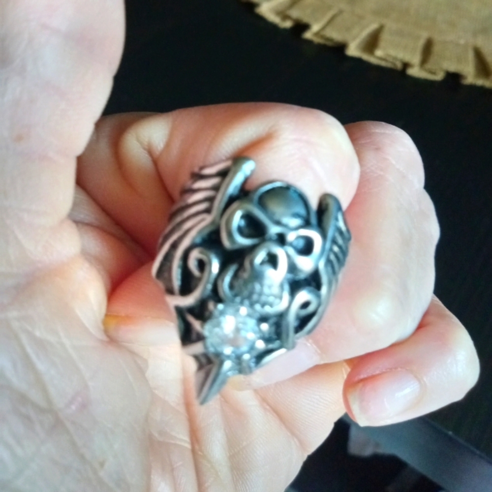 Skull with Wings Ring Size 8